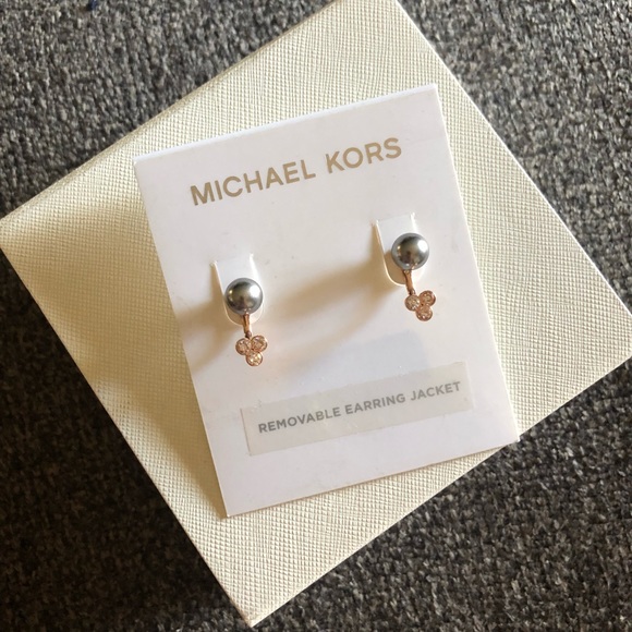 Michael Kors Earrings - Rose Gold & Black Pearl - Picture 1 of 3